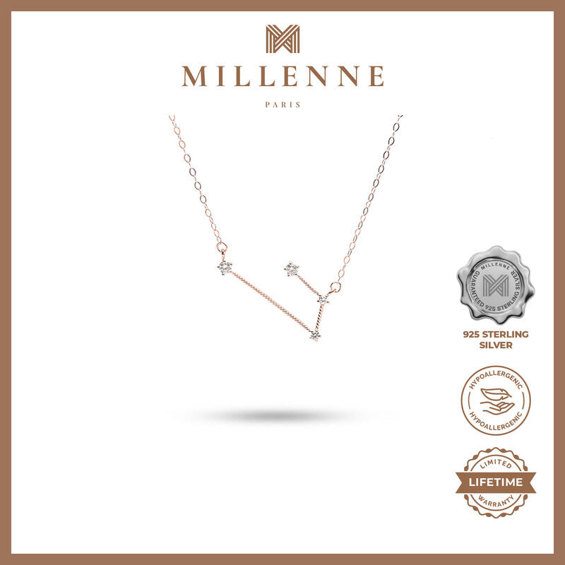 MILLENNE Match The Stars Aries Constellation Rose Gold Necklace with 925 Sterling Silver