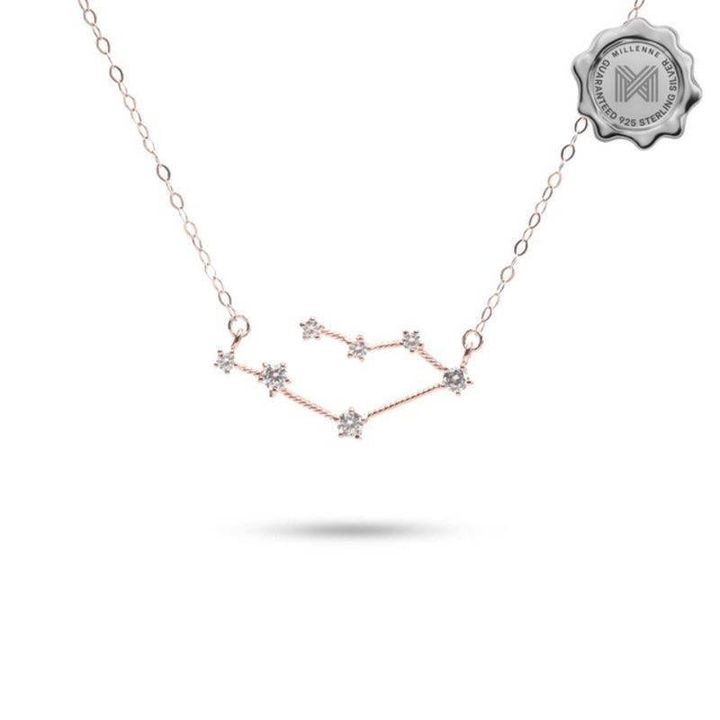 MILLENNE Match The Stars Gemini Constellation Rose Gold Necklace with 925 Sterling Silver
