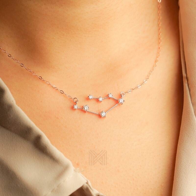 MILLENNE Match The Stars Gemini Constellation Rose Gold Necklace with 925 Sterling Silver