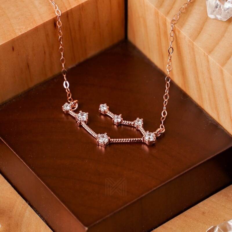 MILLENNE Match The Stars Gemini Constellation Rose Gold Necklace with 925 Sterling Silver