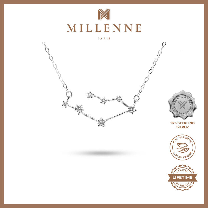 MILLENNE Match The Stars Gemini Constellation Silver Necklace with 925 Sterling Silver