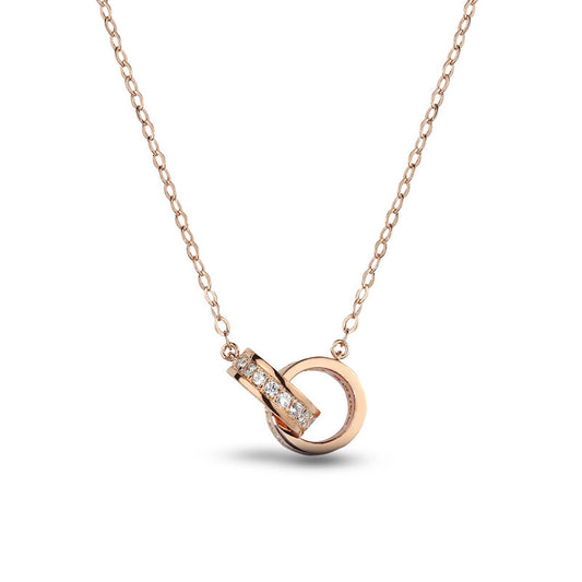 MILLENNE Made For The Night Interlinked Cubic Zirconia Rose Gold Necklace with 925 Sterling Silver