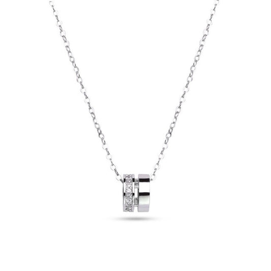 MILLENNE Made For The Night The Perfect Duo Cubic Zirconia White Gold Necklace with 925 Sterling Silver