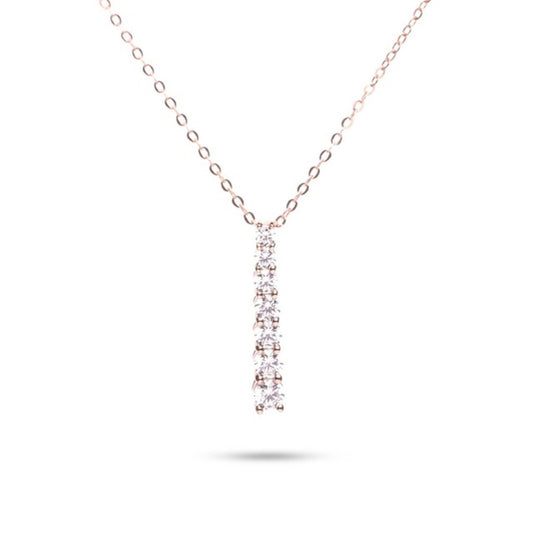 MILLENNE Made For The Night Graduated Diamond Bar Cubic Zirconia Rose Gold Necklace with 925 Sterling Silver