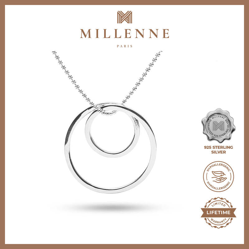 MILLENNE Minimal Dual Round Tube Silver Pendant with 925 Sterling Silver