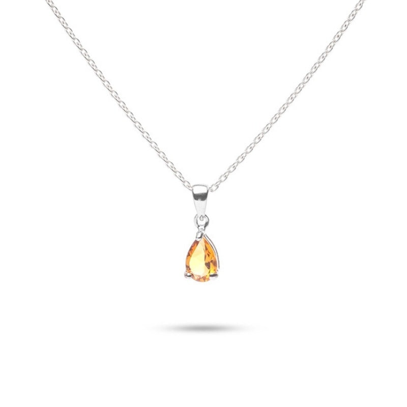 MILLENNE Multifaceted Citrine Stone Pear Shape Silver Pendant with 925 Sterling Silver