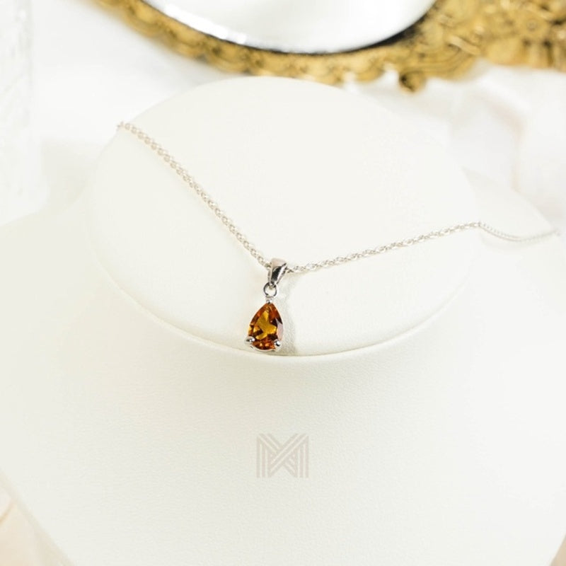 MILLENNE Multifaceted Citrine Stone Pear Shape Silver Pendant with 925 Sterling Silver