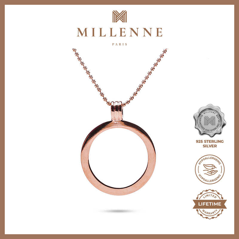 MILLENNE Minimal Classic Loop Rose Gold Pendant with 925 Sterling Silver