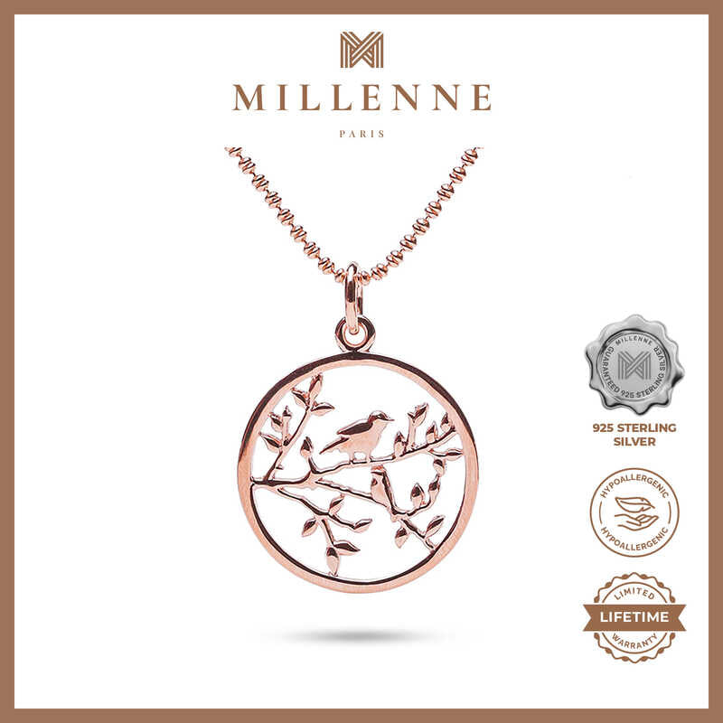 MILLENNE Millennia 2000 Birds Rose Gold Pendant with 925 Sterling Silver