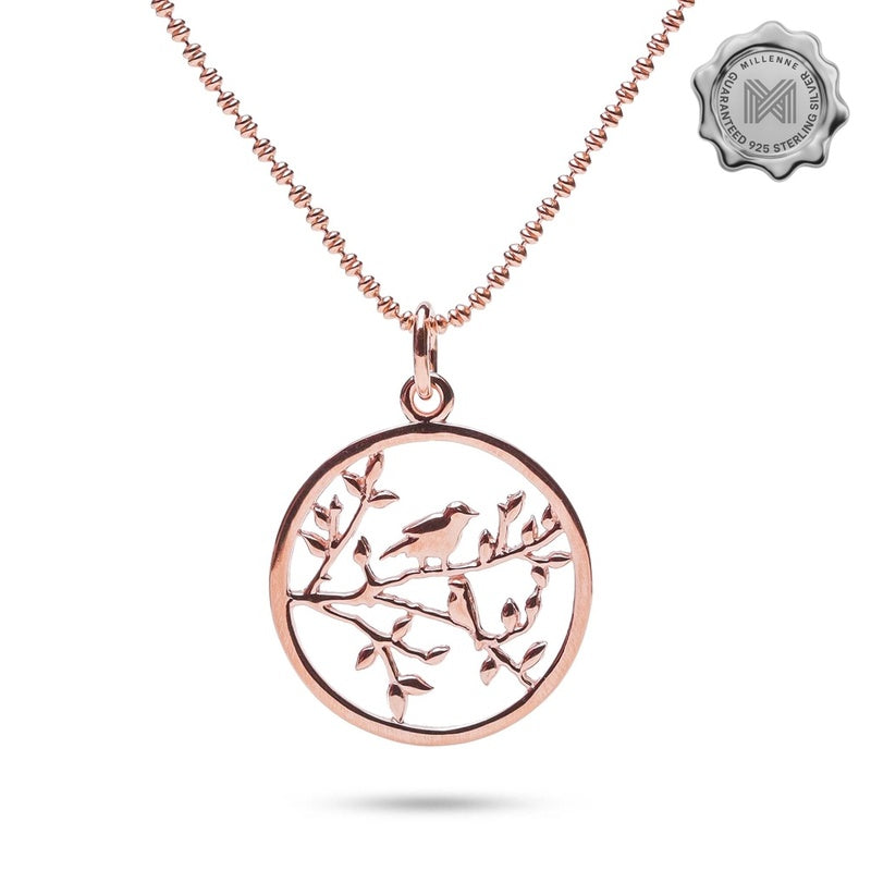 MILLENNE Millennia 2000 Birds Rose Gold Pendant with 925 Sterling Silver
