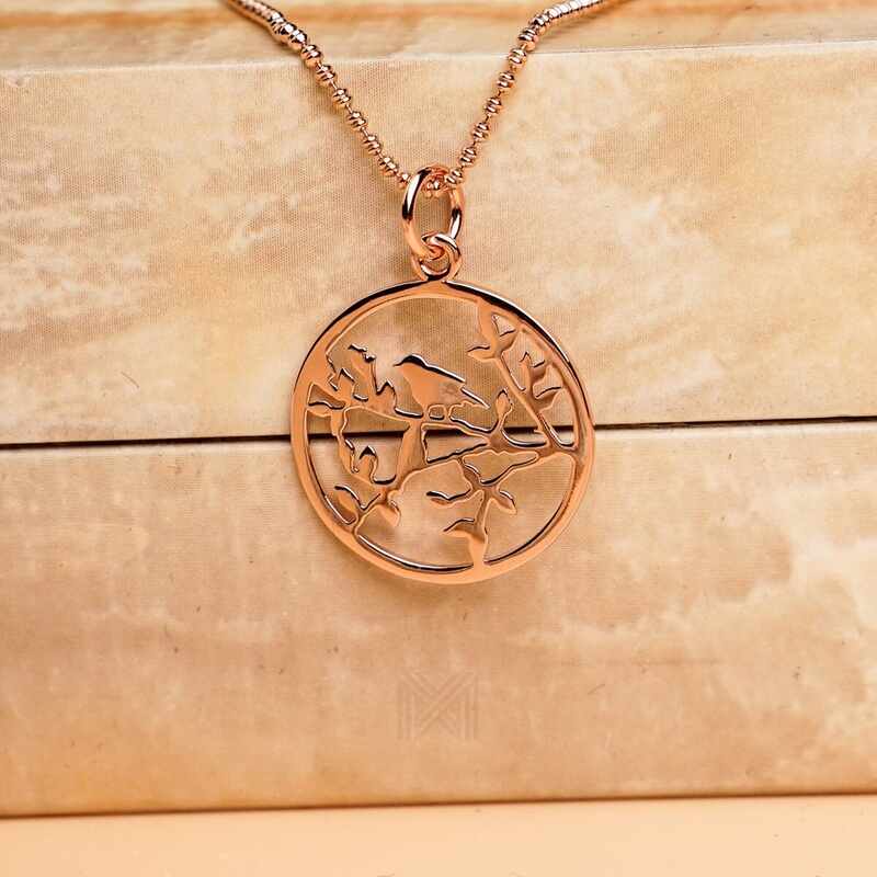 MILLENNE Millennia 2000 Birds Rose Gold Pendant with 925 Sterling Silver