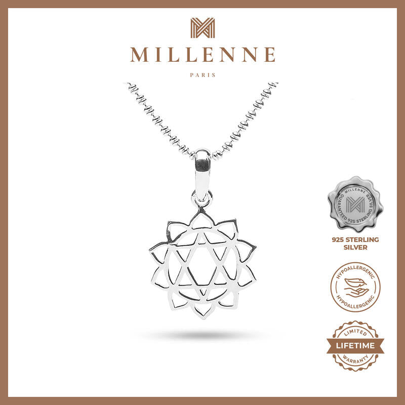 MILLENNE Millennia 2000 Celtic Star Flower Silver Pendant with 925 Sterling Silver