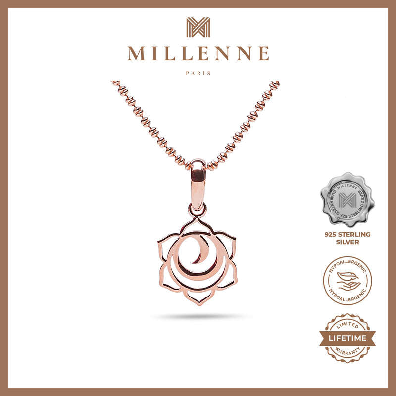MILLENNE Millennia 2000 Three Moons Blossoms Rose Gold Pendant with 925 Sterling Silver