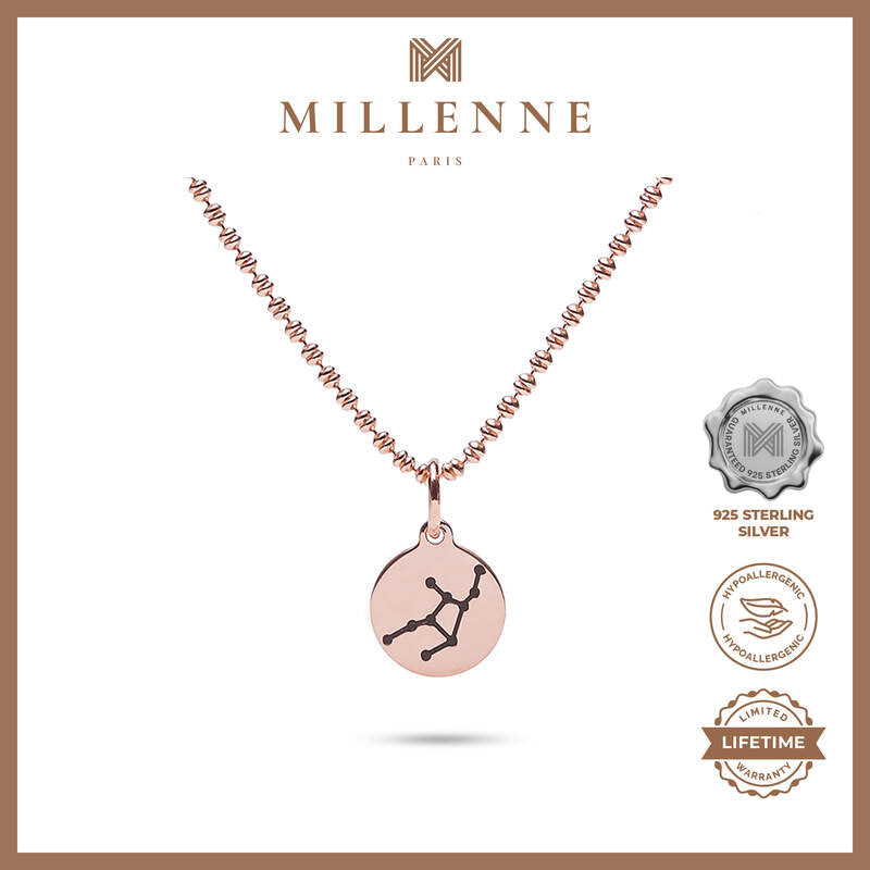 MILLENNE Match The Stars Virgo Celestial Constellation Rose Gold Pendant with 925 Sterling Silver