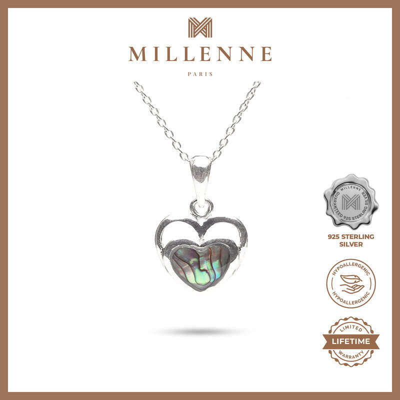 MILLENNE Millennia 2000 Abalone Shell Heart Silver Pendant with 925 Sterling Silver