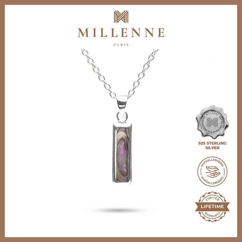 MILLENNE Millennia 2000 Abalone Shell Rectangle Silver Pendant with 925 Sterling Silver