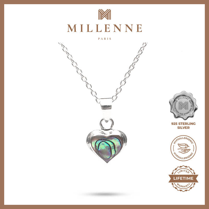 MILLENNE Millennia 2000 Abalone Shell Heart Silver Pendant with 925 Sterling Silver