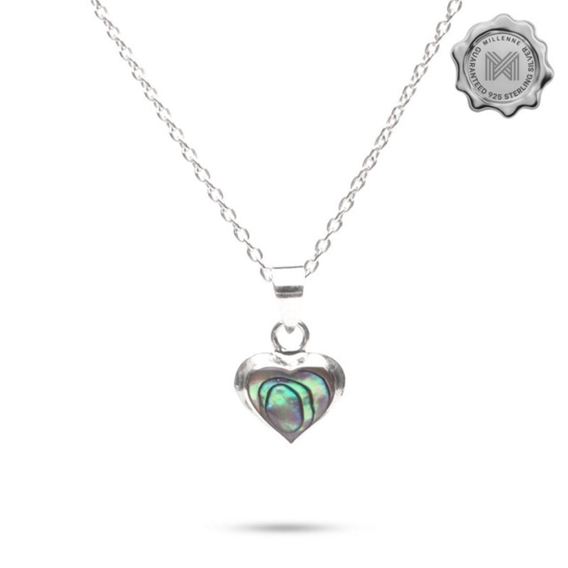 MILLENNE Millennia 2000 Abalone Shell Heart Silver Pendant with 925 Sterling Silver