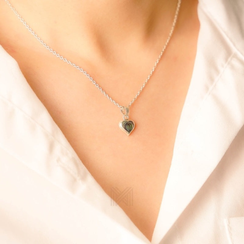 MILLENNE Millennia 2000 Abalone Shell Heart Silver Pendant with 925 Sterling Silver