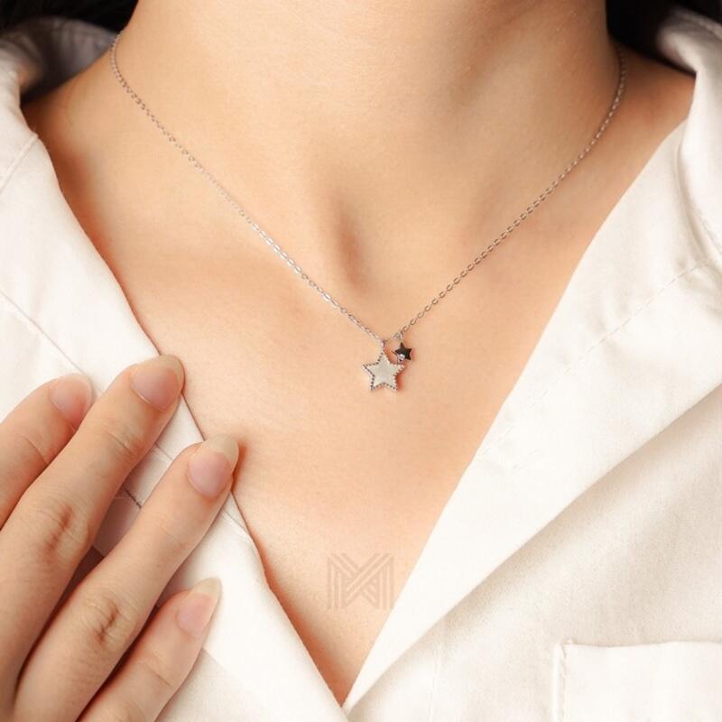 MILLENNE Millennia 2000 Fallen Stars Cubic Zirconia White Gold Necklace with 925 Sterling Silver