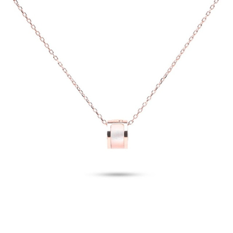 MILLENNE Minimal Studded Love Revolution Cubic Zirconia Rose Gold Necklace with 925 Sterling Silver