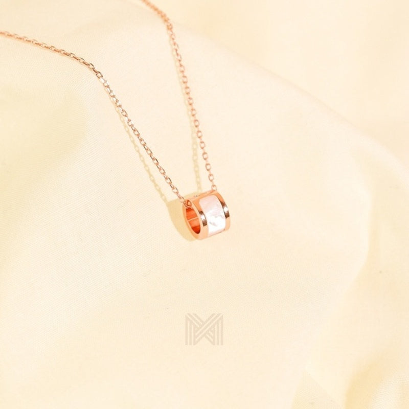 MILLENNE Minimal Studded Love Revolution Cubic Zirconia Rose Gold Necklace with 925 Sterling Silver