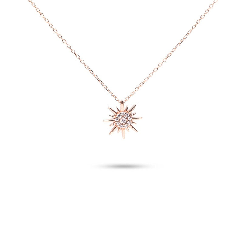 MILLENNE Match The Stars Sun Is A Star Studded Cubic Zirconia Rose Gold Necklace with 925 Sterling Silver