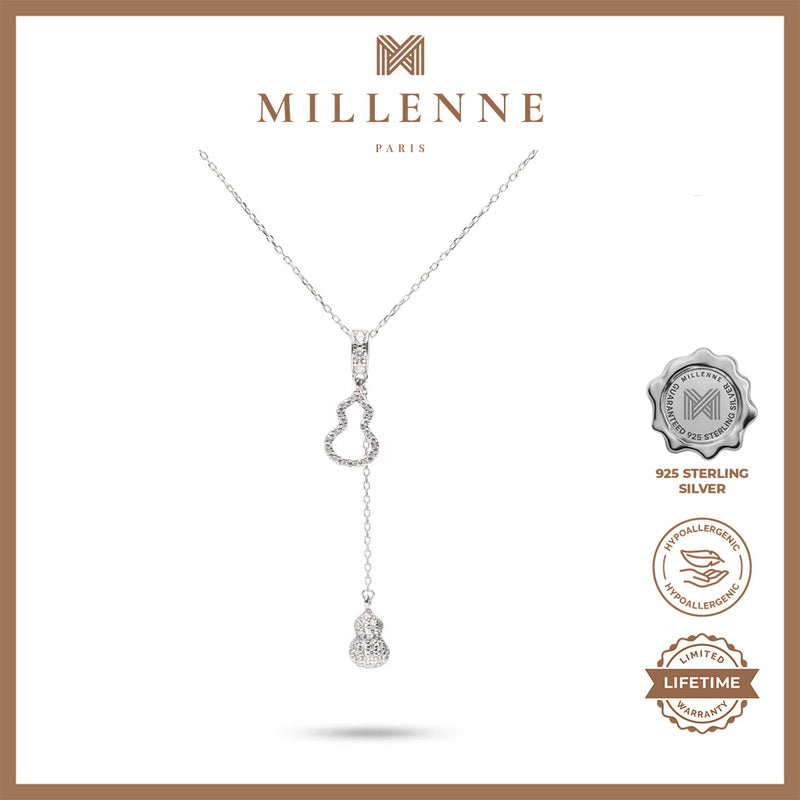 MILLENNE Millennia 2000 Guitar Studded Cubic Zirconia White Gold Necklace with 925 Sterling Silver