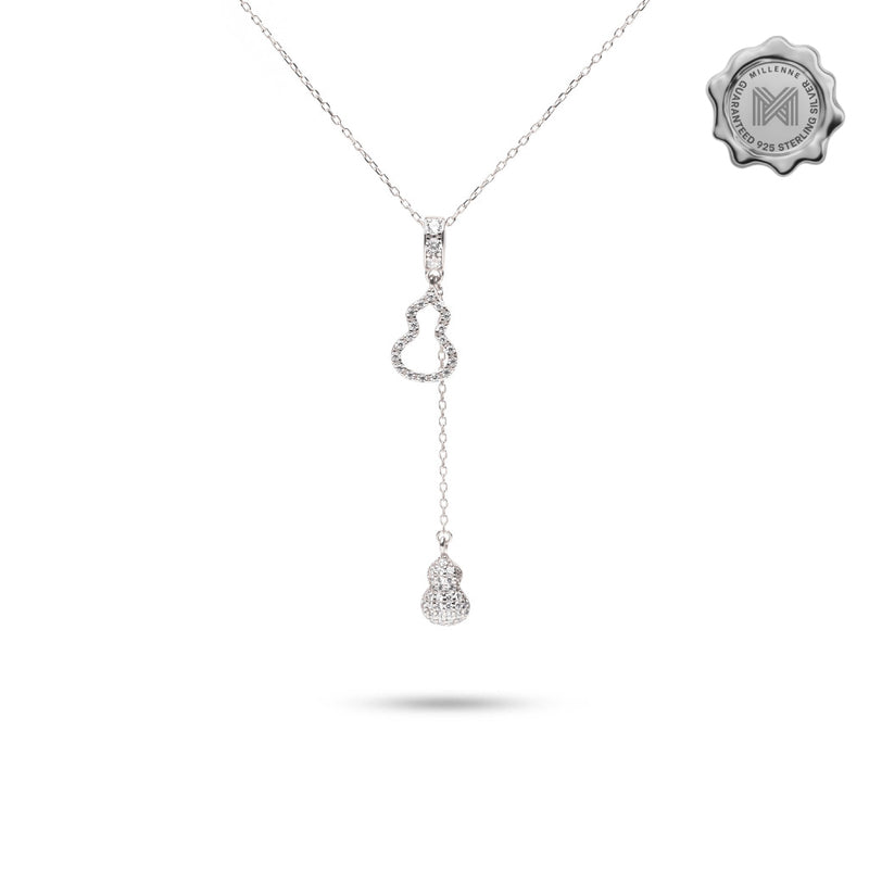 MILLENNE Millennia 2000 Guitar Studded Cubic Zirconia White Gold Necklace with 925 Sterling Silver