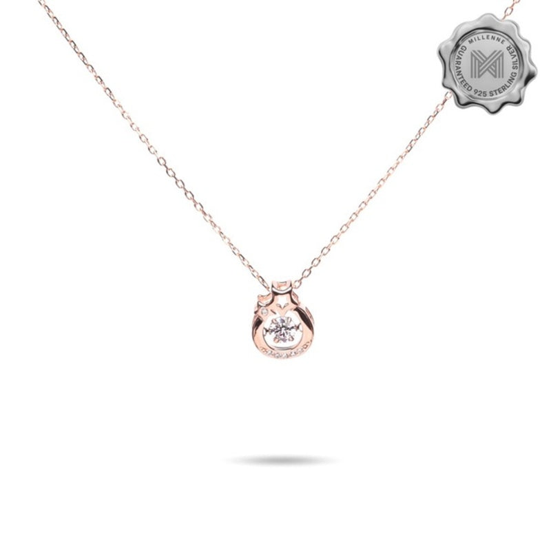 MILLENNE Made For The Night Wishing Star Studded Cubic Zirconia Rose Gold Necklace with 925 Sterling Silver