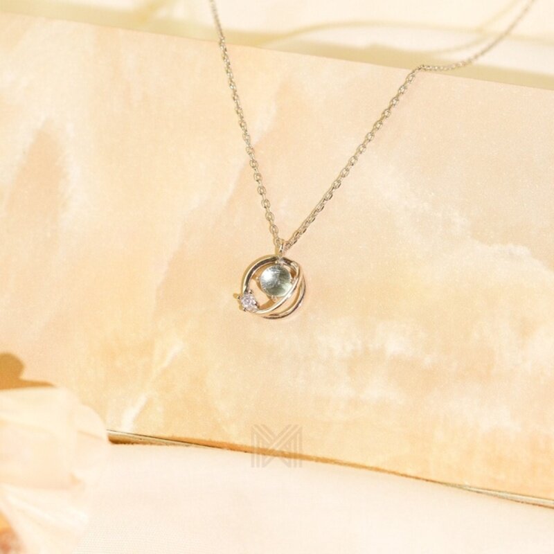 MILLENNE Match The Stars Freshwater Pearl Perigee Cubic Zirconia White Gold Necklace with 925 Sterling Silver