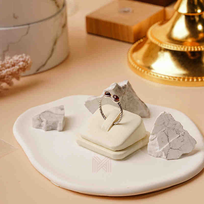 MILLENNE Multifaceted Baltic Amber Infinity Silver Ring with 925 Sterling Silver