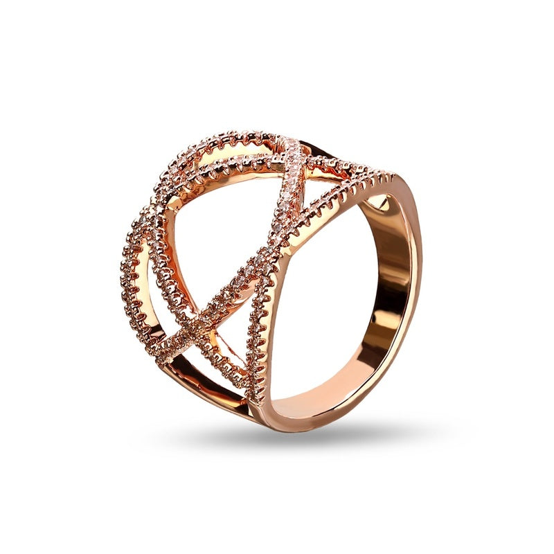 MILLENNE Made For The Night Statement Cubic Zirconia Rose Gold Ring with 925 Sterling Silver