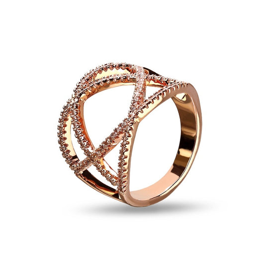 MILLENNE Made For The Night Statement Cubic Zirconia Rose Gold Ring with 925 Sterling Silver