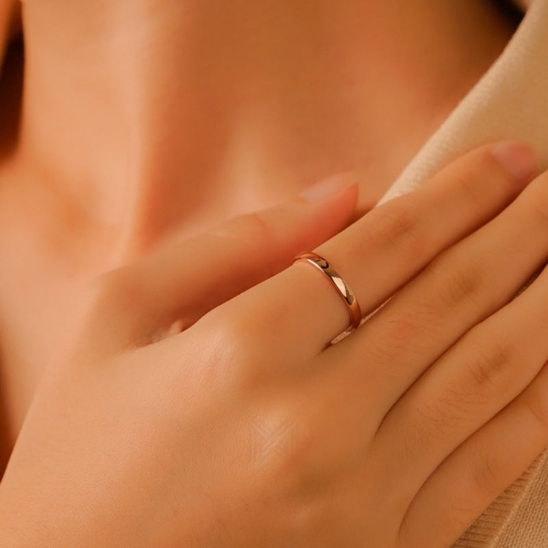 MILLENNE Minimal Moon Band Rose Gold Ring with 925 Sterling Silver