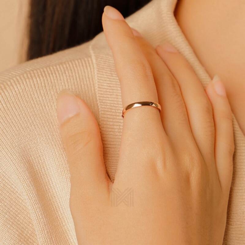 MILLENNE Minimal Moon Band Rose Gold Ring with 925 Sterling Silver