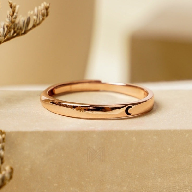MILLENNE Minimal Moon Band Rose Gold Ring with 925 Sterling Silver