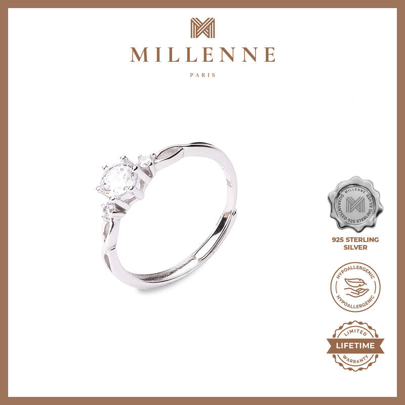 MILLENNE Made For The Night Diamonds are Forever Cubic Zirconia White Gold Ring with 925 Sterling Silver