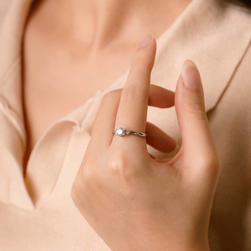 MILLENNE Made For The Night Diamonds are Forever Cubic Zirconia White Gold Ring with 925 Sterling Silver