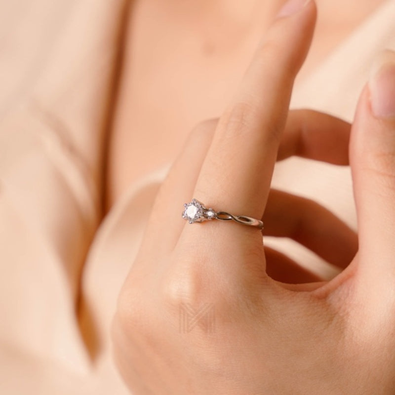 MILLENNE Made For The Night Diamonds are Forever Cubic Zirconia White Gold Ring with 925 Sterling Silver