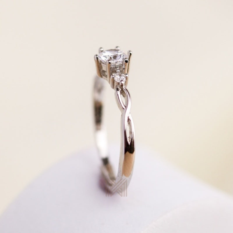 MILLENNE Made For The Night Diamonds are Forever Cubic Zirconia White Gold Ring with 925 Sterling Silver