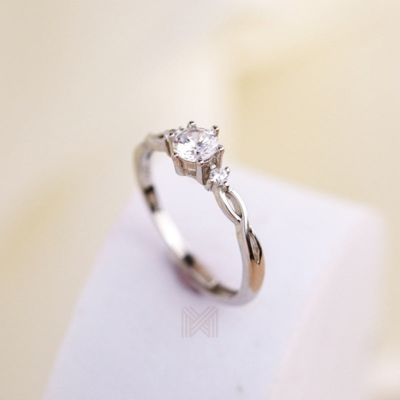 MILLENNE Made For The Night Diamonds are Forever Cubic Zirconia White Gold Ring with 925 Sterling Silver