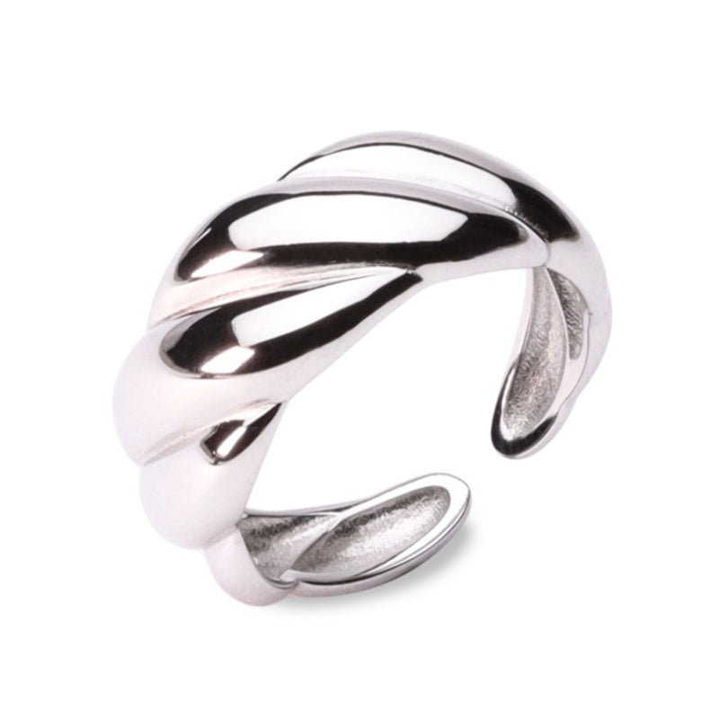 MILLENNE Millennia 2000 Croissant White Gold Ring with 925 Sterling Silver