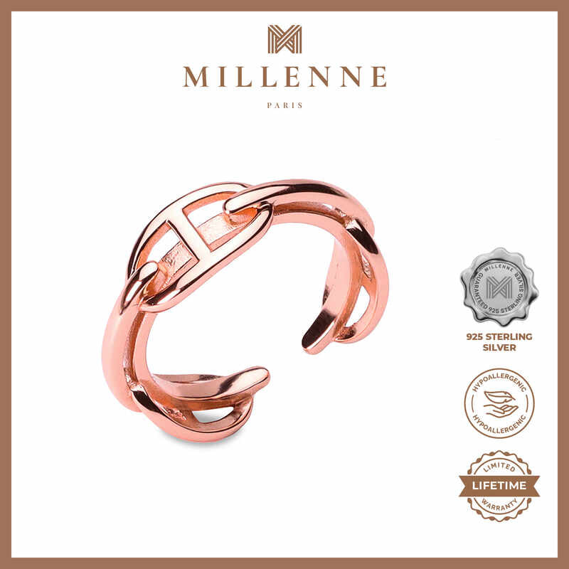 MILLENNE Millennia 2000 Buckles Rose Gold Ring with 925 Sterling Silver