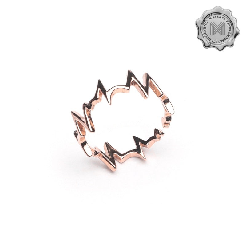 MILLENNE Millennia 2000 Heart Beat Rose Gold Ring with 925 Sterling Silver