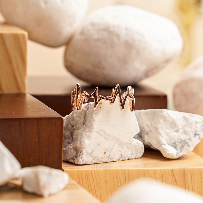 MILLENNE Millennia 2000 Heart Beat Rose Gold Ring with 925 Sterling Silver