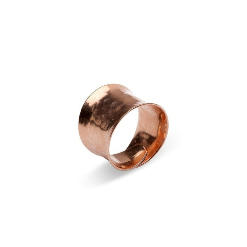 MILLENNE Minimal Hammered Rose Gold Ring with 925 Sterling Silver