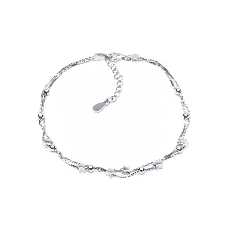 MILLENNE Millennia 2000 Ball and Star Silver Anklet with 925 Sterling Silver