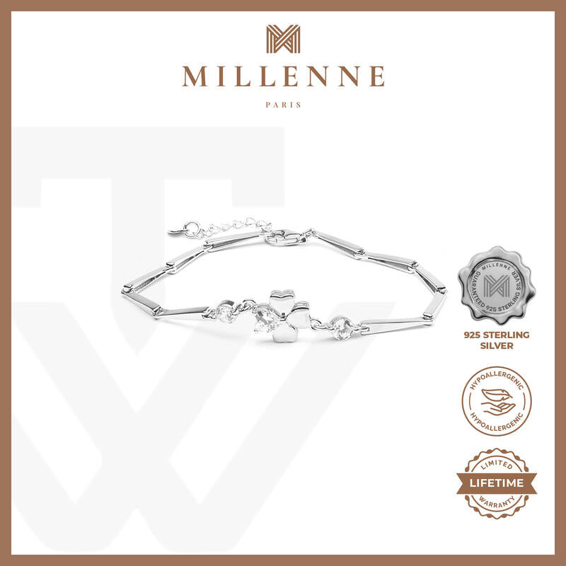 MILLENNE Millennia 2000 Lucky Charms Cubic Zirconia Rhodium Bracelet with 925 Sterling Silver