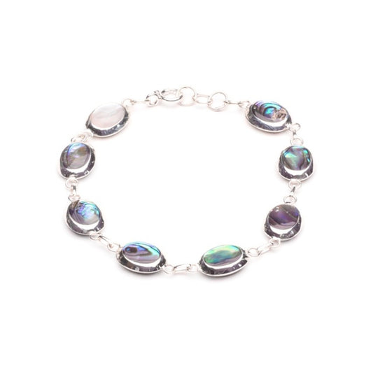 MILLENNE Multifaceted Abalone Shell Silver Charm Bracelet with 925 Sterling Silver